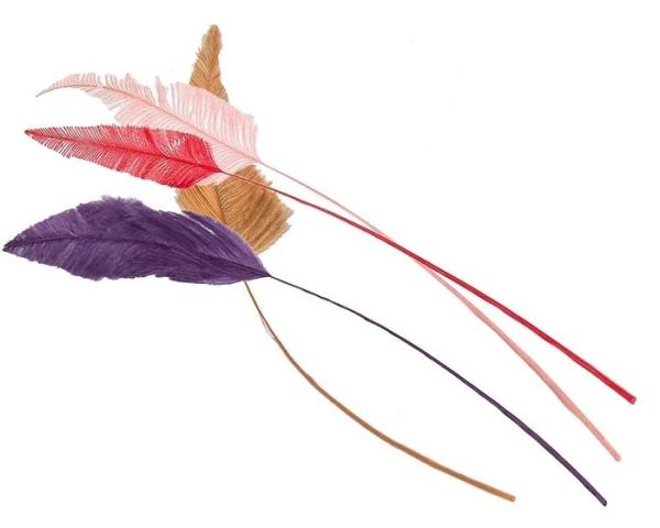 Pattern Dyed Head Arrow Millinery Feather Stripped Ostrich Plume Feathers 25-30cm