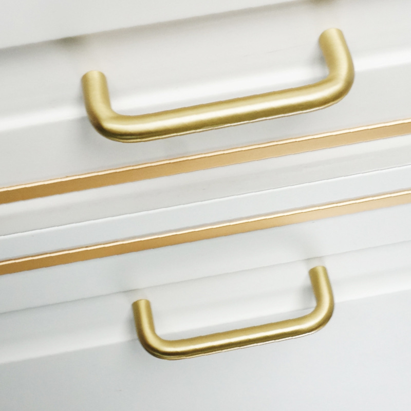 Brass Handle Nordic Modern Minimalist Luxury Dresser Drawer Wardrobe Door Copper Retro Gold Long Durable Handle