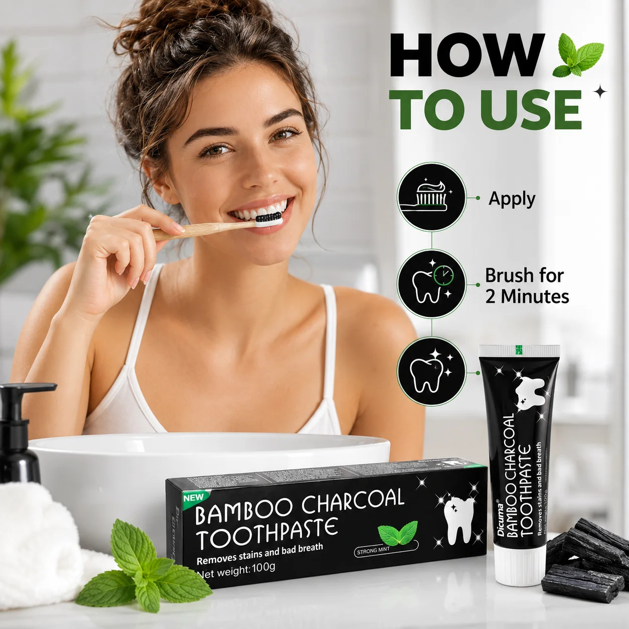 Factory Wholesale Remove Stains Reduce Tartar Fresh Breath 100g Natural Organic Bamboo Charcoal Whitening Toothpaste