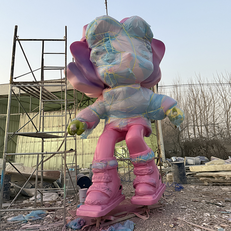 Landscape Sculpture Giant Flower Head Cartoon Mascot Statue