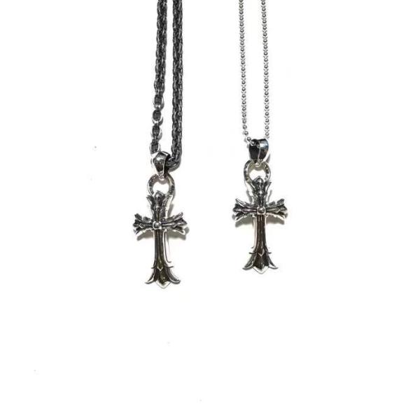 925 Sterling Silver Double-Layer Cross Necklace with Antique Black Plating - Unisex Pendant Necklace