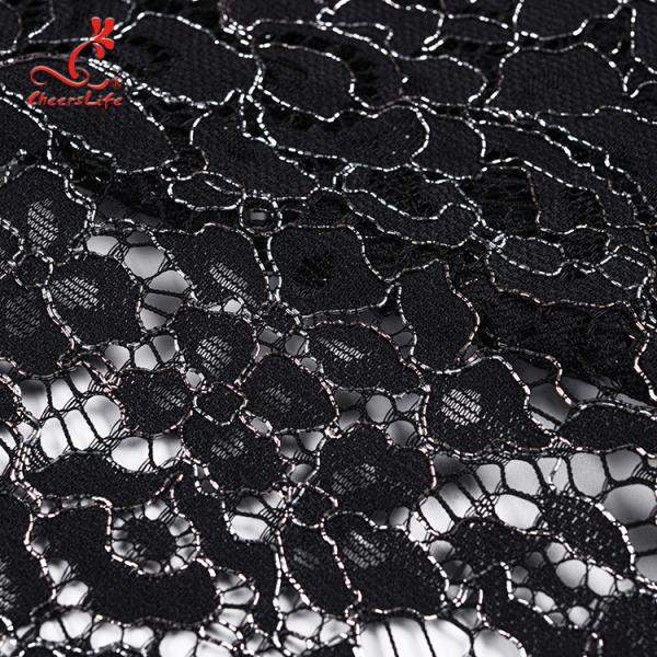 High quality Black Nylon lace fabric for evening dress