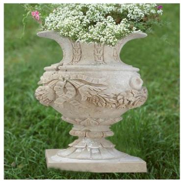Garden Stone Flower Pot, Stone Carved Planter, Marble Granite Flower Pot (YKFP-5)