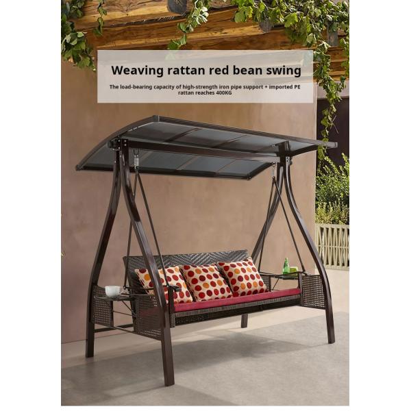 Outdoor Leisure PE Rattan 3 Person Steel Porch Swing With Canopy