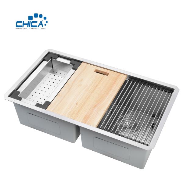 double bowl kitchen sinks 32.75x19x10 quality control procedure 18 gauge stainless steel sink