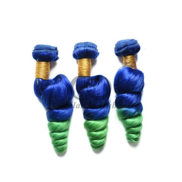 Blue/Green Loose Wave Remy Human Hair Bundles Sew In Weave Bundles Brazilian Bundle Deals
