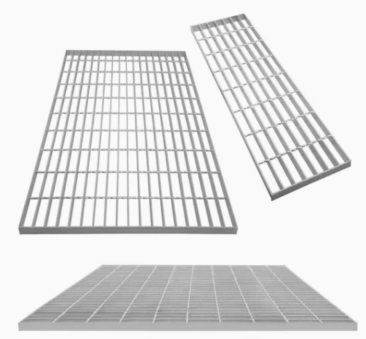 Steel Grating Stair Treads with Non-Slip Stair Nosing Industrial Galvanized