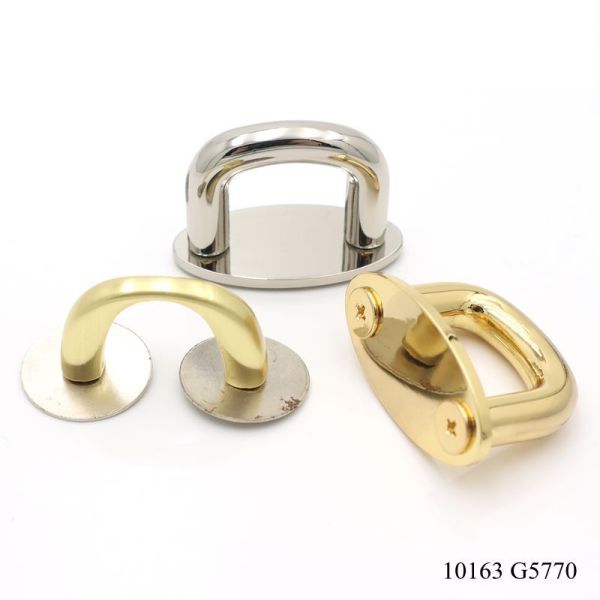 Mirror Silver Zinc Alloy Bridge D Ring With Square Base Plate Hasp Plate D Buckle For Handbag Padlock