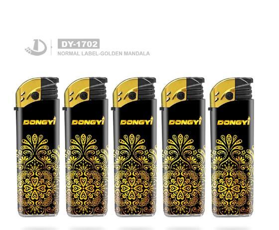 Etiqueta personalizada Mandala de oro de moda cigarrillo encendedor electrónico para gas de cocina