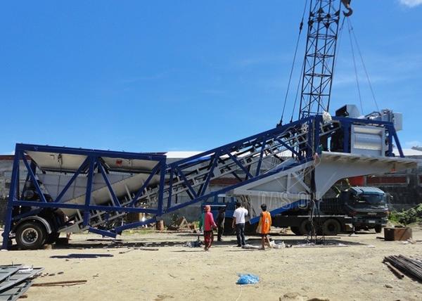 Automatic Mini Mobile Concrete Batching Plant Low Noise With Washing Function