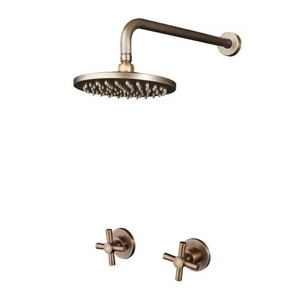 Modern Design Style Bathroom Shower Set Antique Brass Wall Mount Shower Faucet Combo Trim Kit