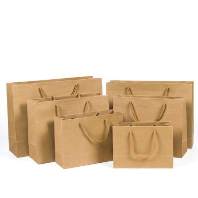 Fornecer diretamente Logotipo personalizado Impresso Bolsa de compras de papel Kraft marrom com alça