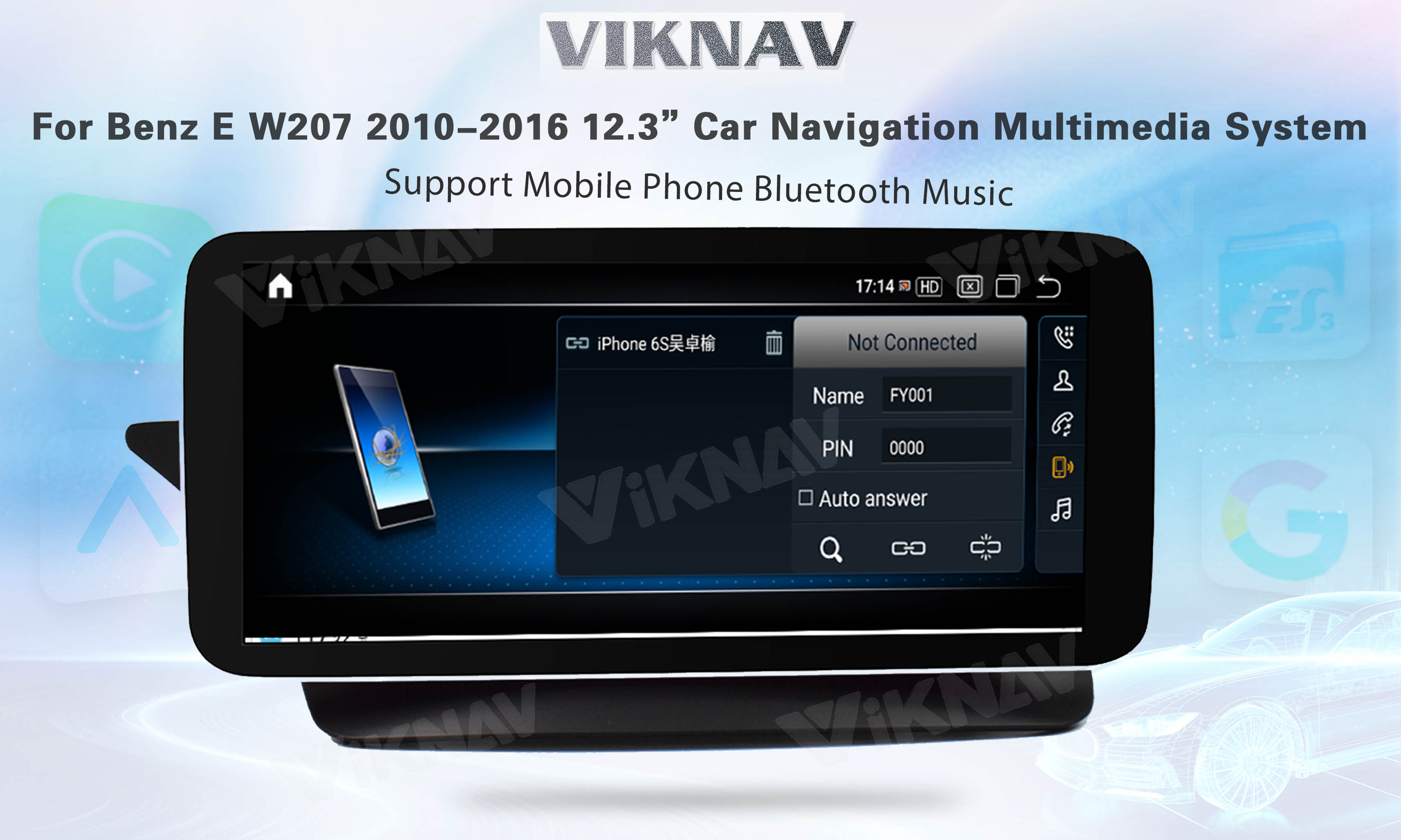 Viknav 12.3 дюймовое радио для автомобилей с Android для Mercedes Benz E W207 2010-2016 GPS навигация DVD мультимедийный проигрыватель ((NTG4.0)