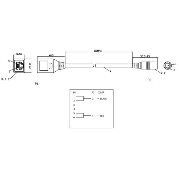 DC To RJ11 Jack Telephone Cable Cord With Shield
