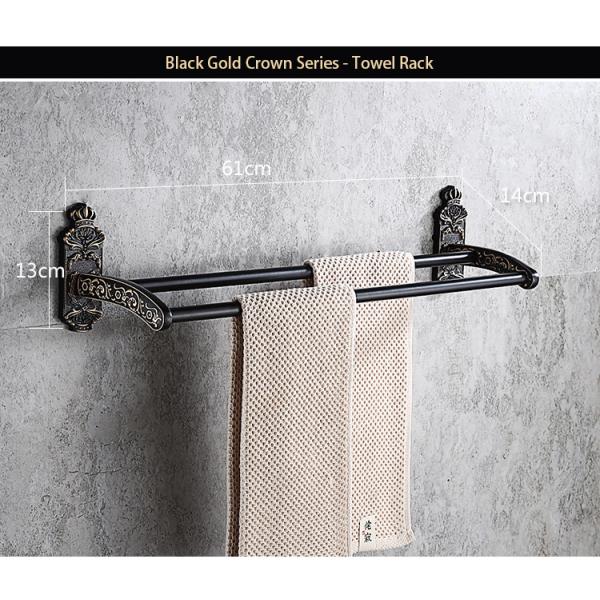 European Antique Black Bathroom Rack Set with 1 Layer and Oxidation Surface Finishing