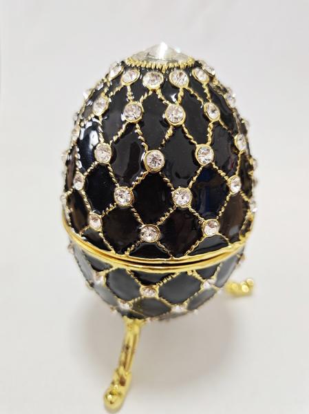 Luxury Faberge Easter Egg Decorative Earring Ring Trinket Holder Box Hand Painted Faberge Egg Style Hinged Jewelry