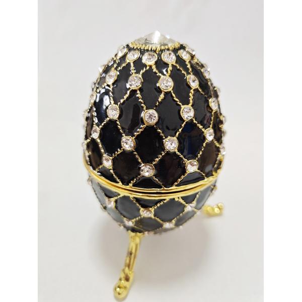 Luxury Faberge Easter Egg Decorative Earring Ring Trinket Holder Box Hand Painted Faberge Egg Style Hinged Jewelry
