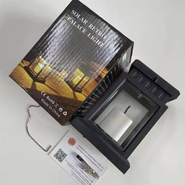 Solar Hanging Candle Lantern Waterproof Outdoor Umbrella Light Vintage Clip Lamp for Garden Teahouse Pathway Lawn Yard Lounge