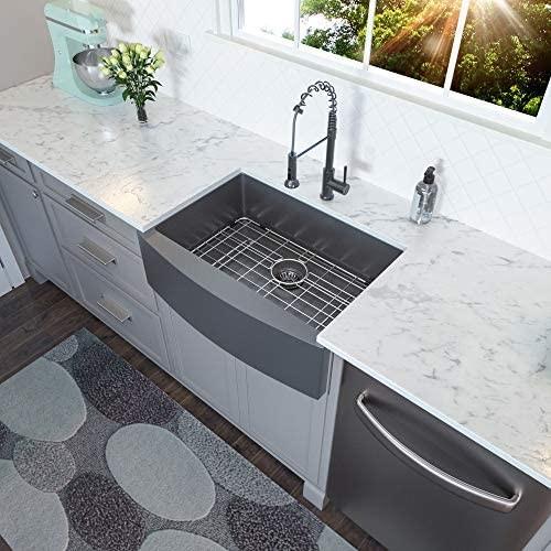 SS304 Nano Workstation Kitchen Sink 33 Inch CUPC Farm Apron Front