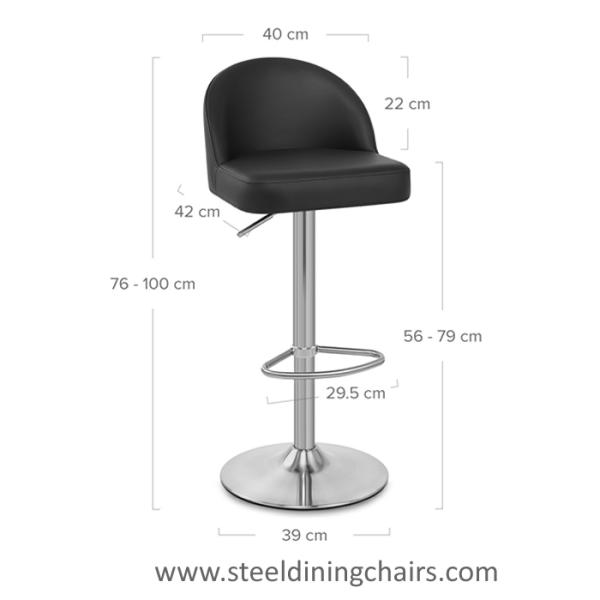 Adjustable Club Brushed Kitchen Swivel 40cm 76cm Pu Leather Bar Stools