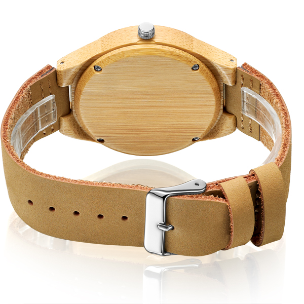 Дозор кварца дизайна моды деревянный, наручные часы бамбука движения Японии кожаного ремня