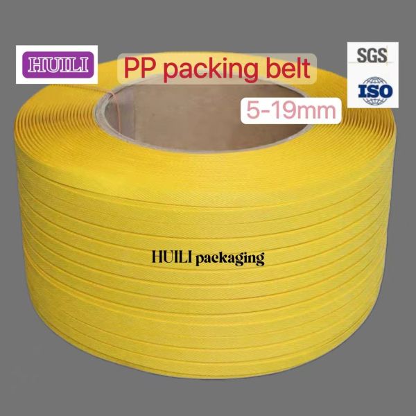 PP packing belt 15mm yellow PP strapping for 100% recyclable and New PP material