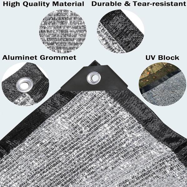 Manufacturer Aluminum Shade Net Customized HDPE Reflective Shading Screen Cloth Silver Outdoor UV Treated 