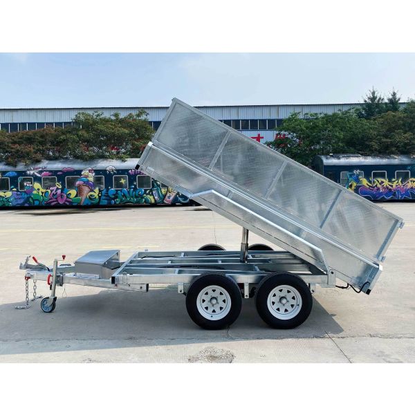 Remorque agricole à benne basculante auto-déchargeable de type double caisson 10*5