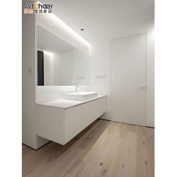 Custom Size Water Resistant Soft Closing Bathroom Vanity Combo with LED Mirror and Ceramic Basin