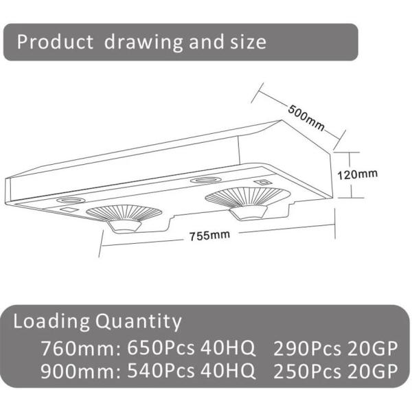 Gama delgada de acero inoxidable Hood For Low Ceiling del armario de cocina