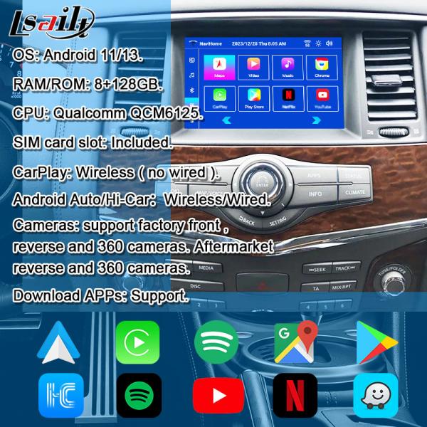 Lsailt 8+128G Android 13 Модуль инфоразвлечений для Nissan Patrol Y62 2010-2020 Включает беспроводную CarPlay, NetFlix