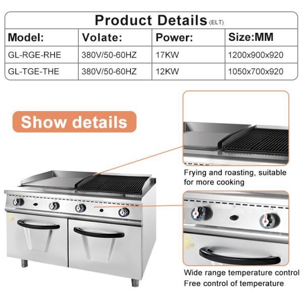 Stainless Steel and Gas Commercial Kitchen Cooking Equipment with Efficiency