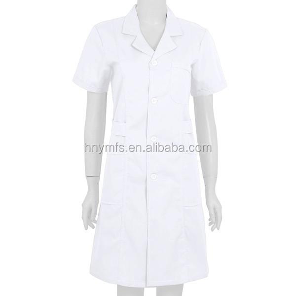 65% 35% Polyester Cotton Good And Comfortable Medical Scrubs Hospital Nurse Uniforms with Short Sleeve 3-pockets lab coat