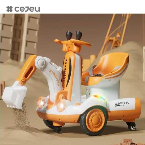 CJ-HB-919 New Coming 2 in 1 Kids Electric Balance Car /360 Degree Rotate Kids Digger Ride On Car Excavator