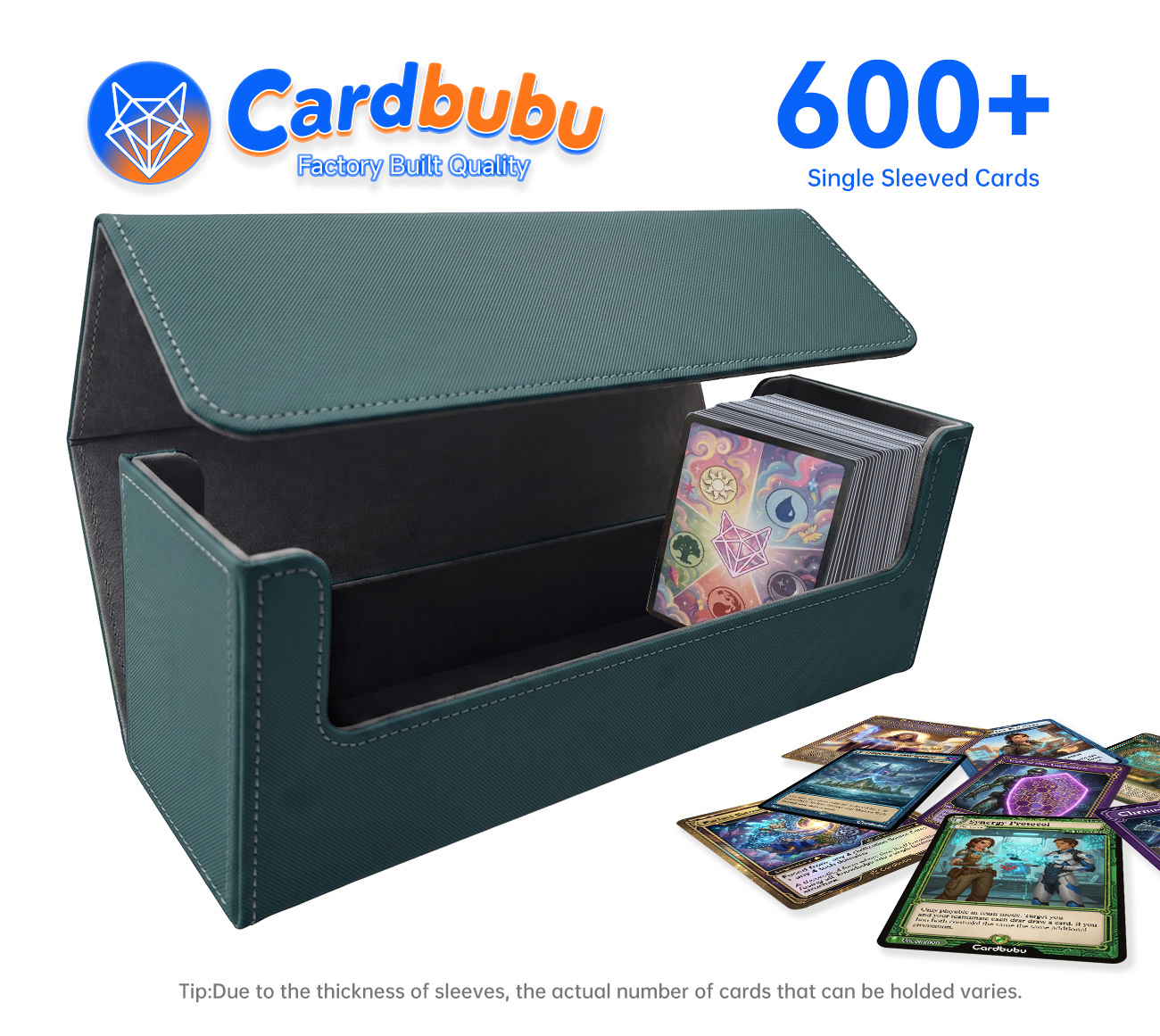 Dark Green Double Deck Box Custom Logo PU Leather Playing Card Deck Holder