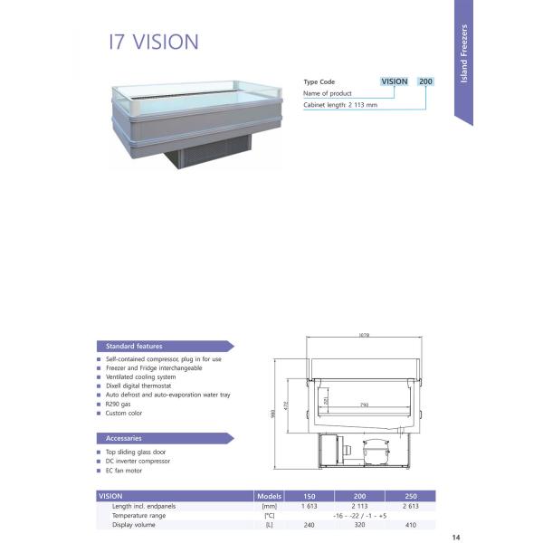 Замораживатель 2.5m Frost дисплея двойного острова температуры открытый верхний свободный