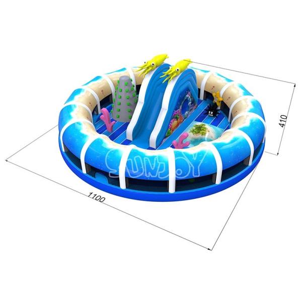 Round Sea World 0.55mm Plato Inflatable Jumping Theme Park