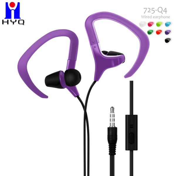 Workout Exercise 125cm Cord Sports Wired Earbuds With Over Ear Hook In Ear Running Headphones