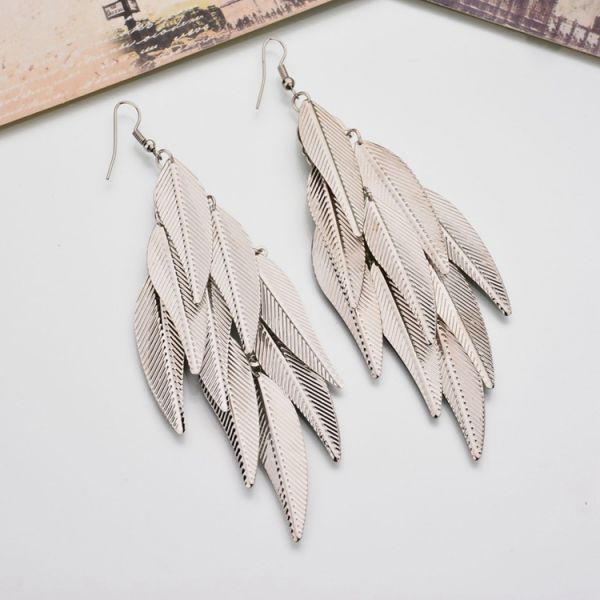 2025 Personality Indian Baroque Vintage Willow Leaf Long Wholesale Earrings
