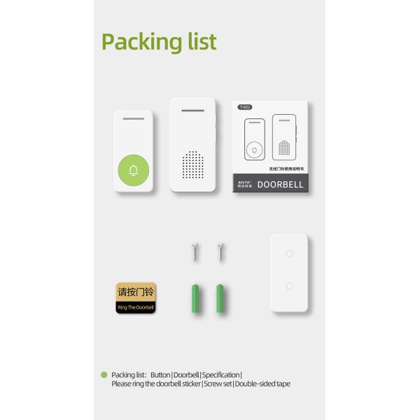 IPX4 водонепроницаемость 200 м Видео дверной звонок беспроводной длинной дальности 6 цветов