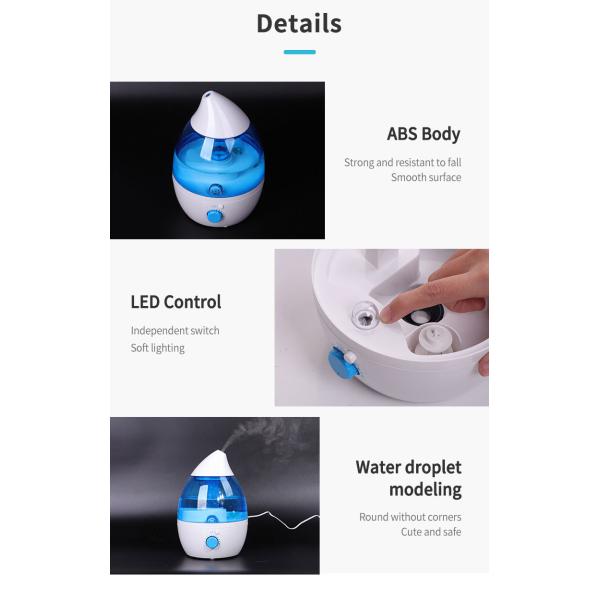 Silent 1.0-2.5L Capacity Humidifier for Home and Baby Room Water Shortage Protection