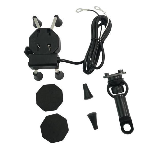 ABS Motorcycle Mirror Mount Phone Holder , 9V-24V Mobile Mount For Motorcycle