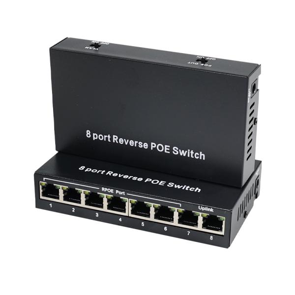 Commutateur PoE inverse à 8 ports avec sortie 12V CC pour caméras IP
