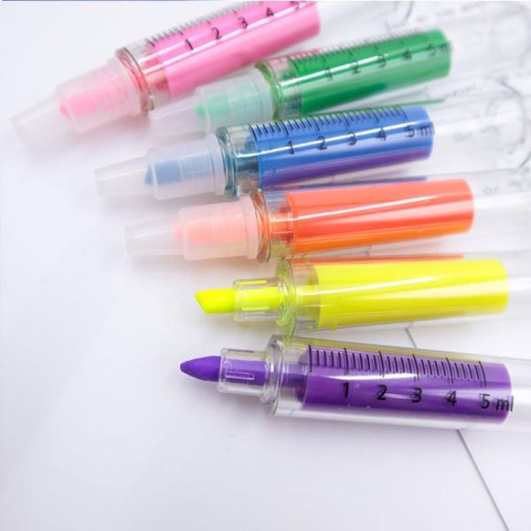 Fun Syringe-Shaped Highlighter Set Creative Marker Pen for Kids