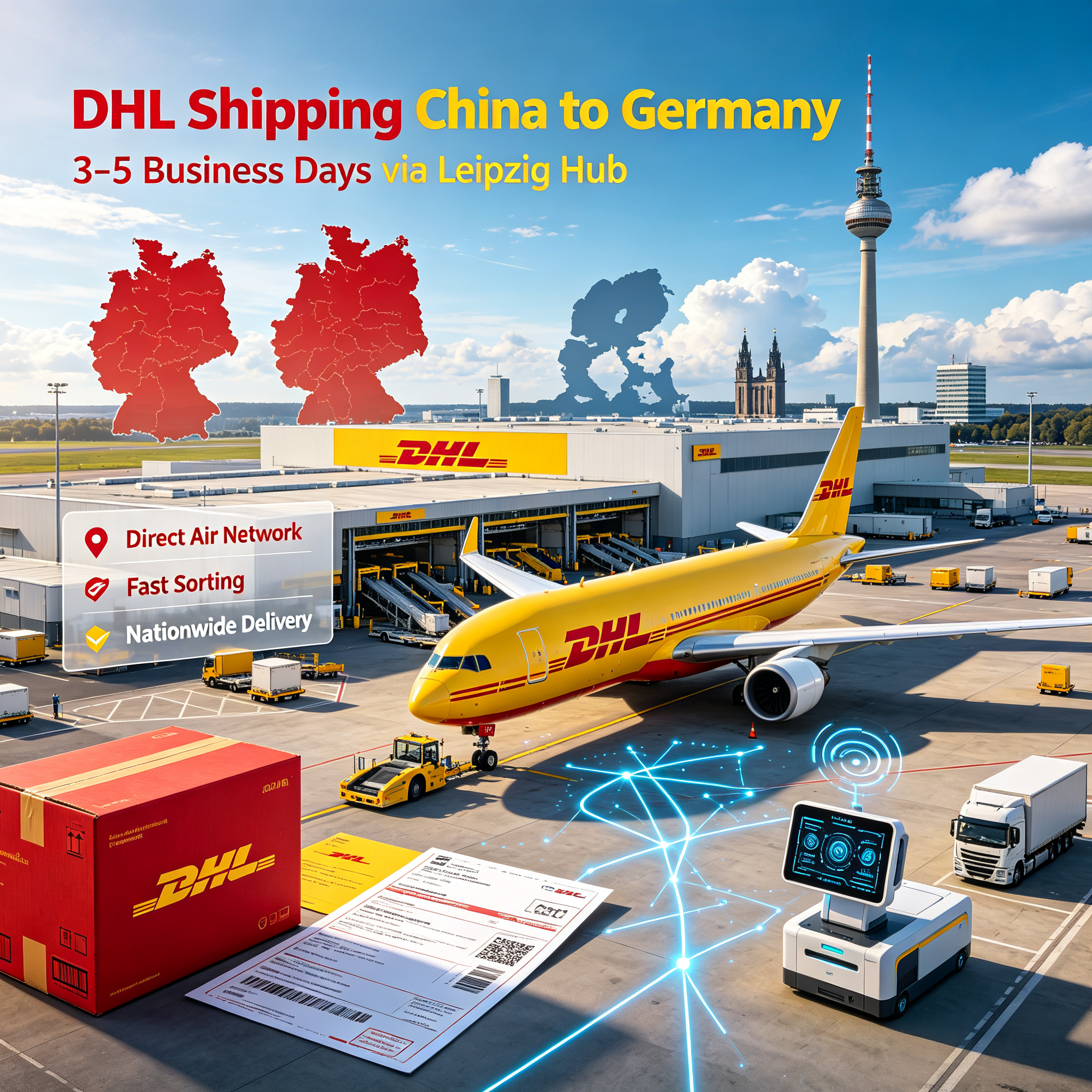 Door To Door DHL International Express Shipping China To Germany 3 - 5 Business Days