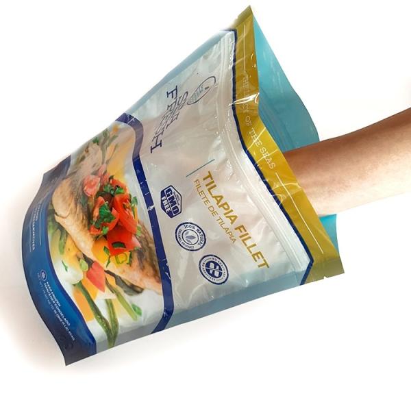 Белизна PE ЛЮБИМЦА стоит вверх мешок со свежими продуктами моря окна