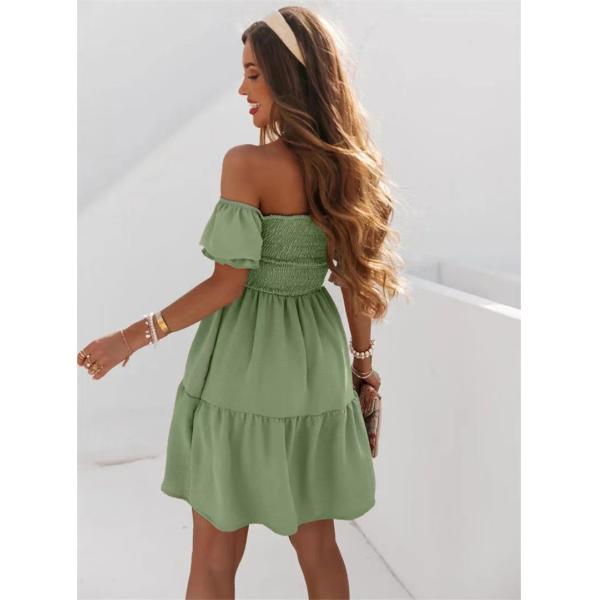 Knitted Short Sleeve MIDI Dress Elegant Women Solid Casual Backless