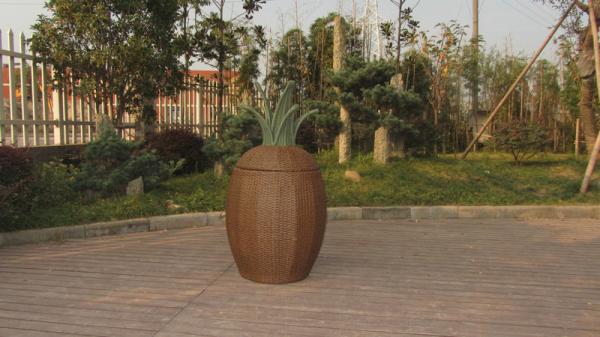 Brown Aluminum Frame and Resin Wicker Storage Box , UV Resistant