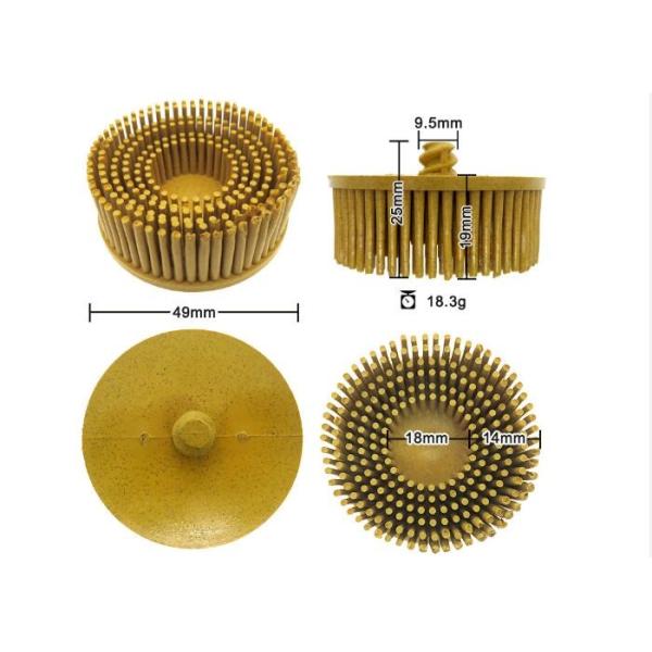 Yellow Abrasive Bristle Disc Brush Tapered 2 Inch Diameter Grade 80 Grit