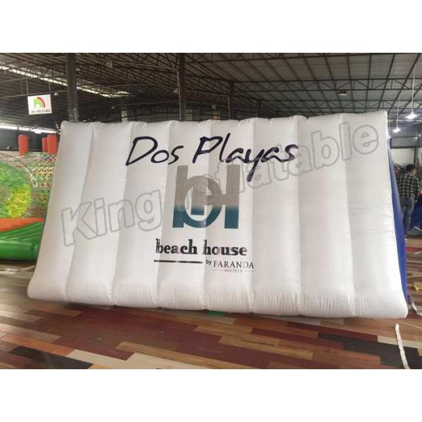 Durable PVC White And Blue Inflatable Water Toy , CE Approved Blow Up Floating Buoy